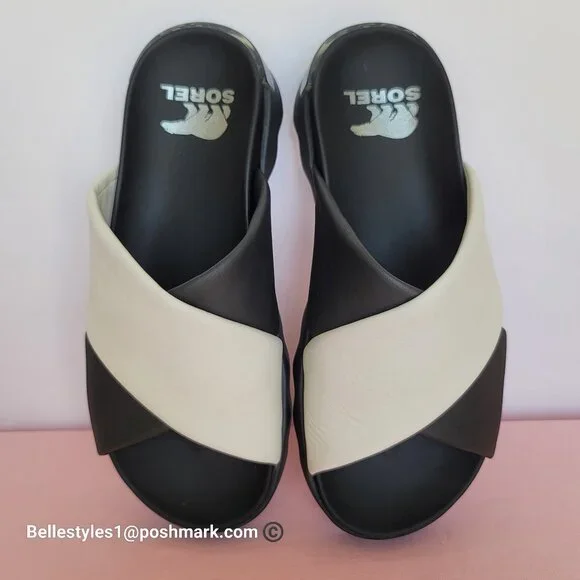 SOREL Viibe Criss-Cross Platform Smooth Leather Women's Slide- Size 8.5 ⭐ - Picture 4 of 16